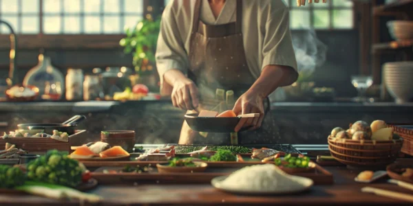 tablier japonais traditionnel en cuisine